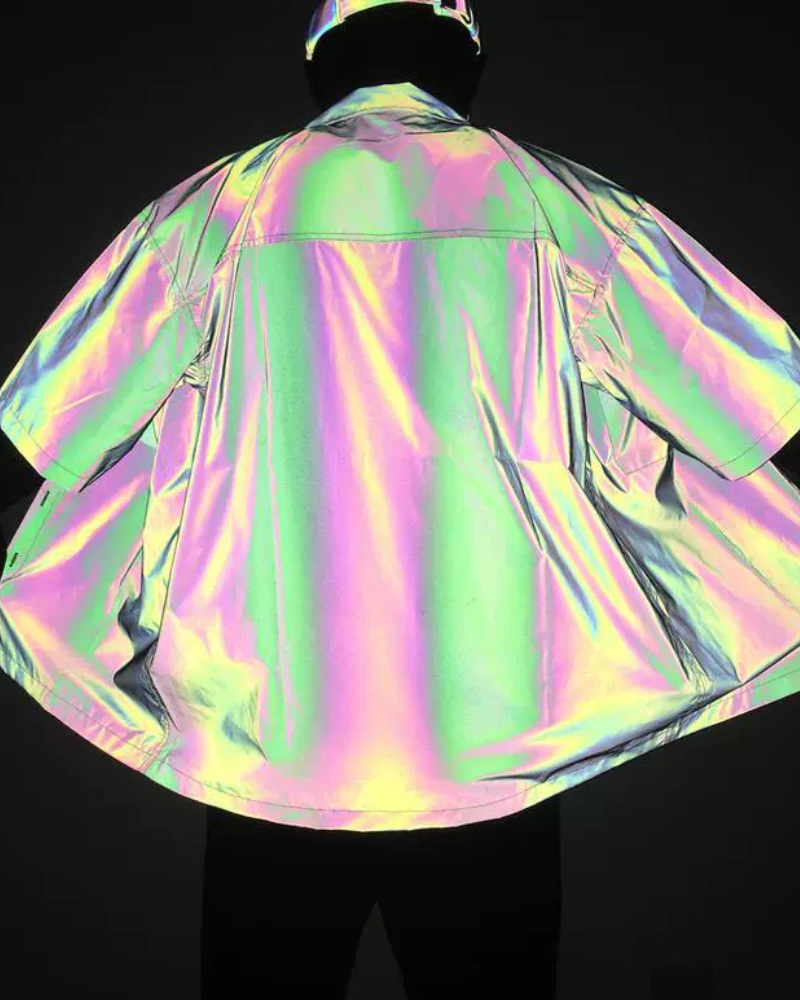 Techwear Men's Hip Hop Reflective Short-Sleeve Shirt