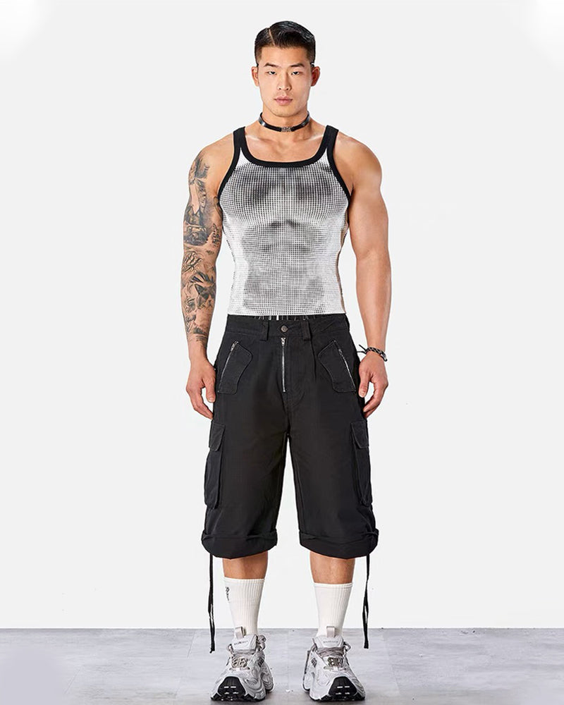 Men’s High-Stretch Polka-Dot Athletic Muscle Shirt