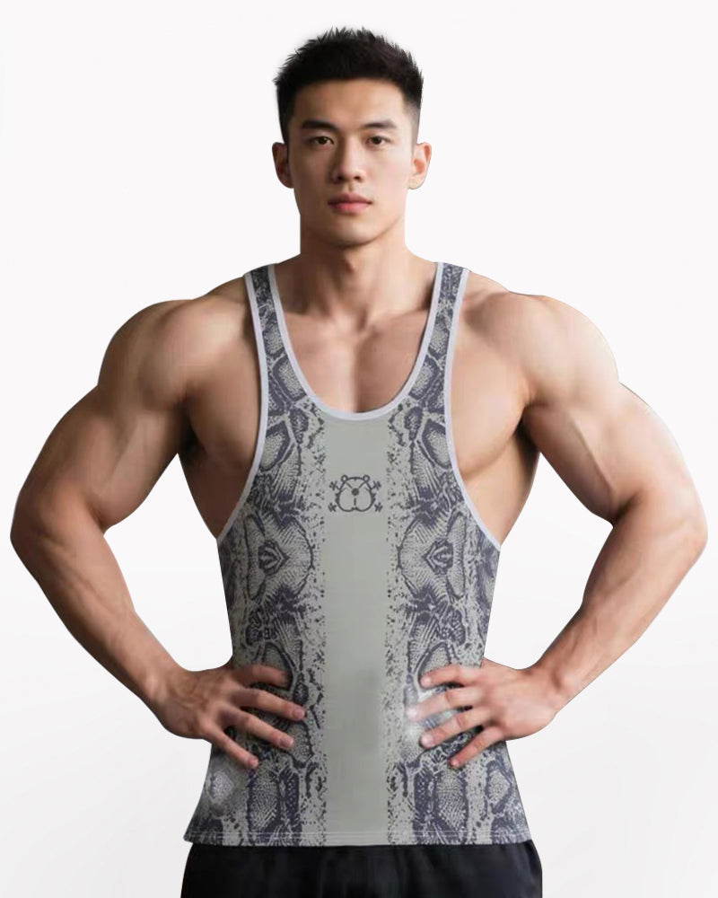 Men’s Athletic Casual Venom-Stripe Muscle Shirt.