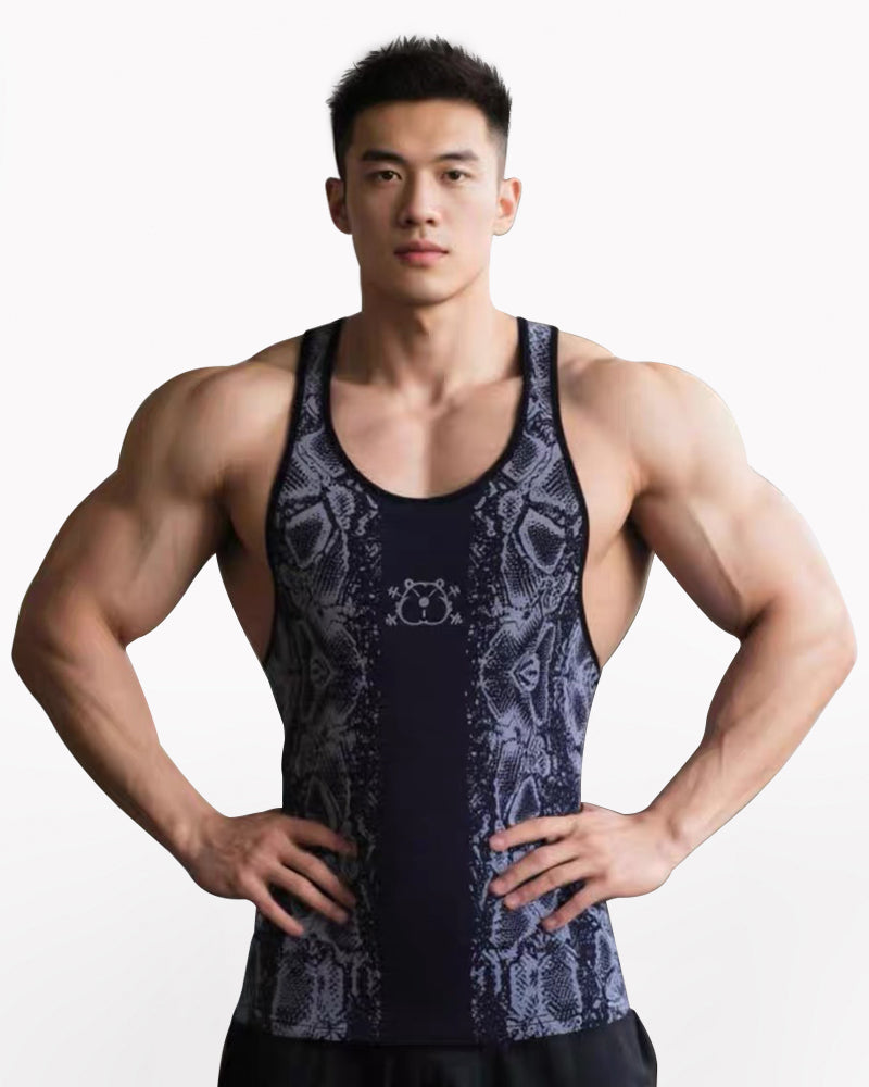 Men’s Athletic Casual Venom-Stripe Muscle Shirt.