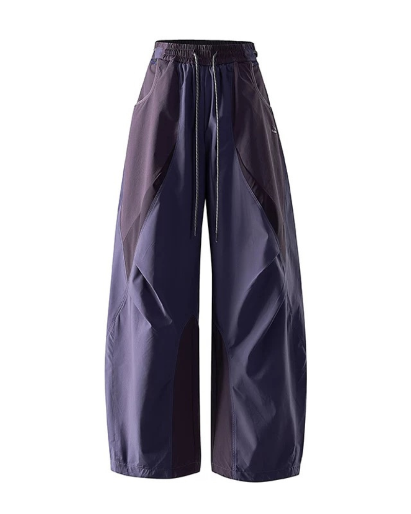 Outdoor Windproof Paneled Wide-Leg Hiking Pants