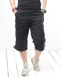 Black Oversize Long Camo Cargo Shorts