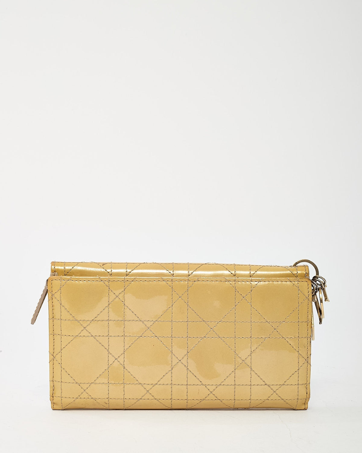 Dior Beige Cannage Patent Leather GHW Lady Dior Charm Long Wallet