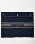 Dior Blue Denim Christian Dior Embroidered Logo Pouch