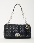 Dior Black Cannage Leather Medium Rendezvous Chain Shoulder Bag