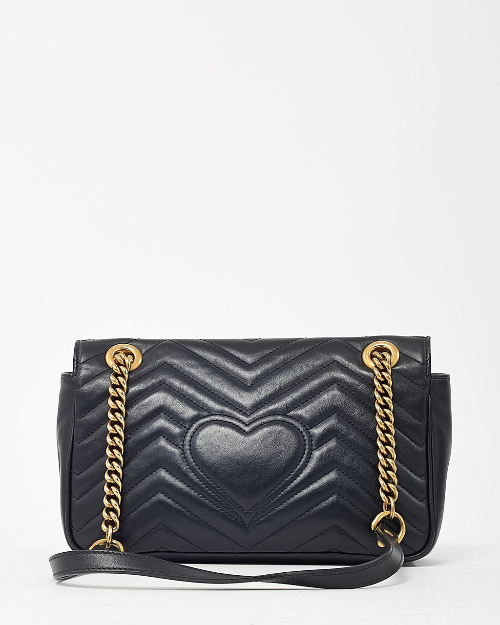 Gucci Black Leather Matelassé Small GG Marmont Shoulder Bag