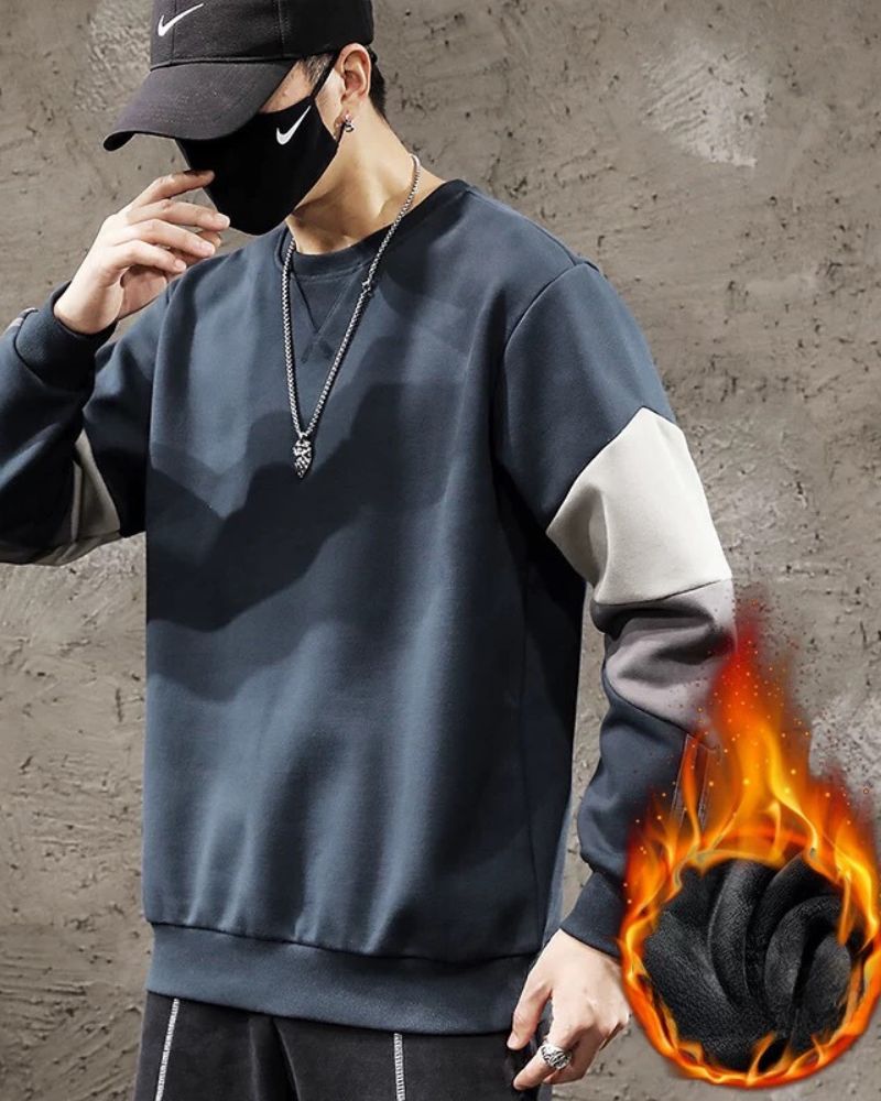 Round Neck Color Block Hoodie