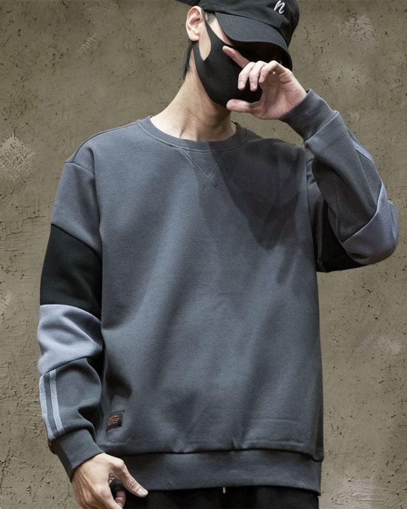 Round Neck Color Block Hoodie