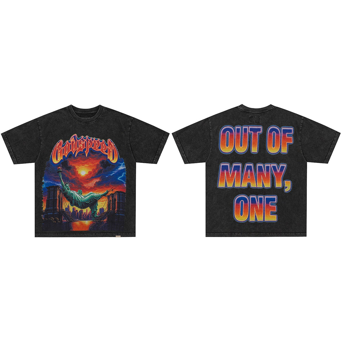 GodSpeed Out Of Many Washed Black T-Shirt