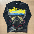 GodSpeed Washed Black Motorcycle Graphic Long Sleeve T-Shirt