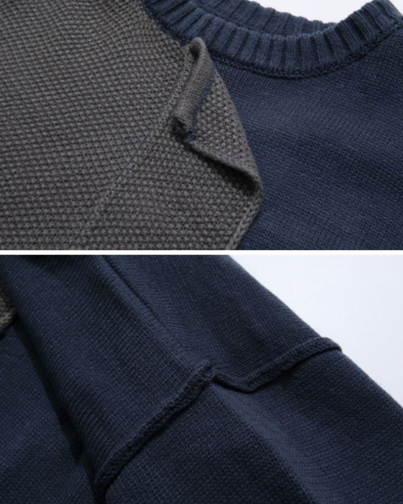 Stitching Patchwork Round Neck Sweater