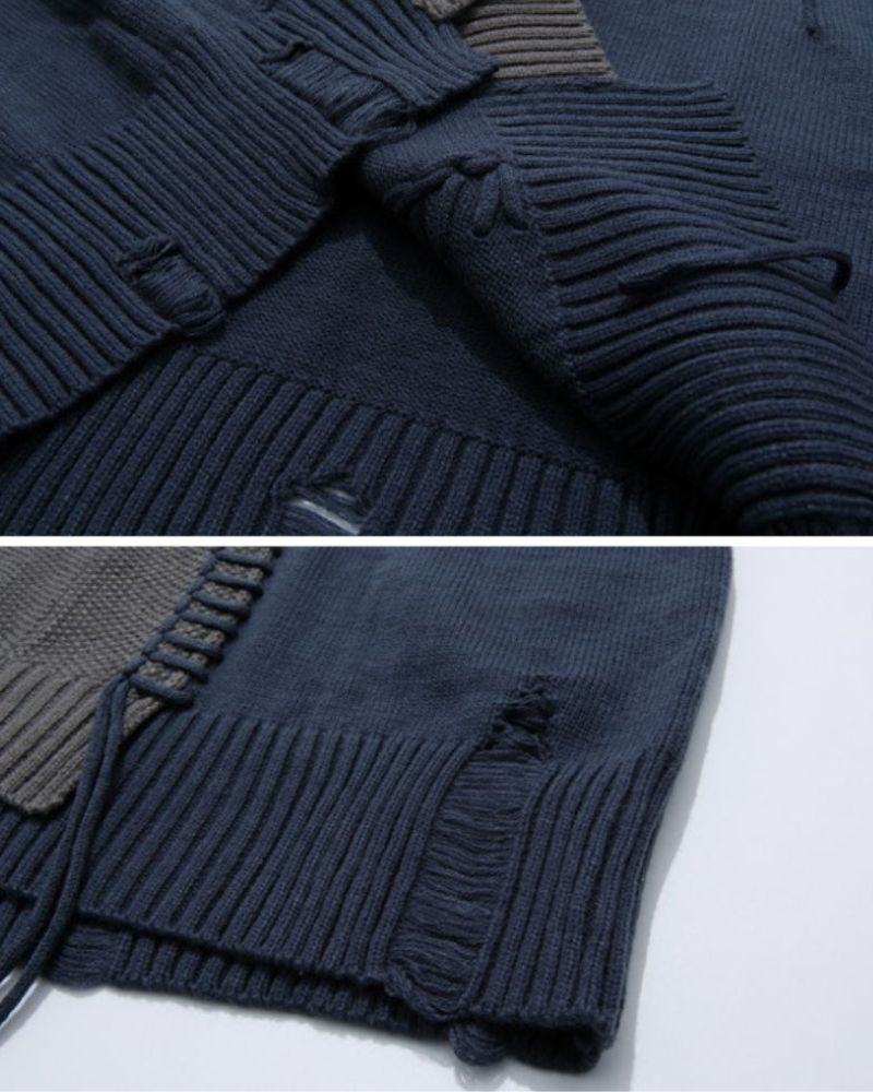Stitching Patchwork Round Neck Sweater