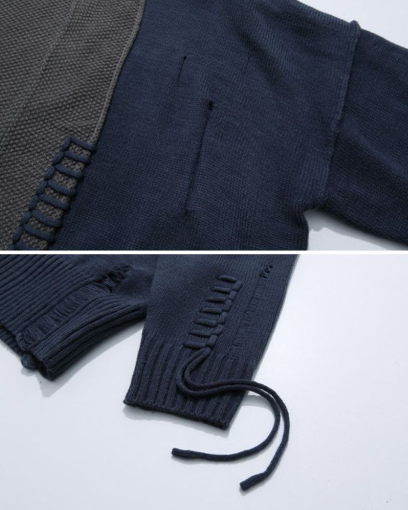 Stitching Patchwork Round Neck Sweater