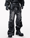 Street 3D Multi-Pocket Washed Cargo Jeans