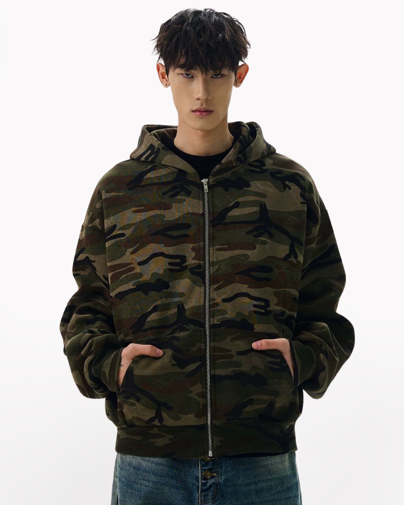 Street Style Couple's Camouflage Hoodie Jacket
