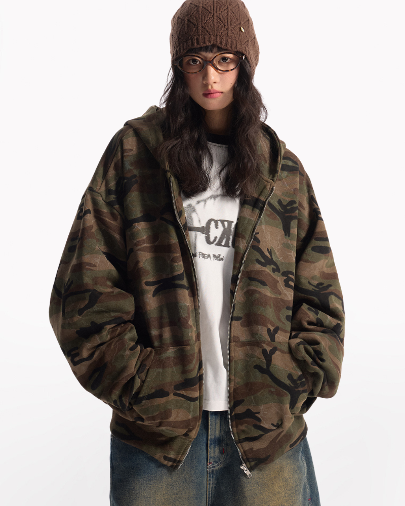 Street Style Couple's Camouflage Hoodie Jacket