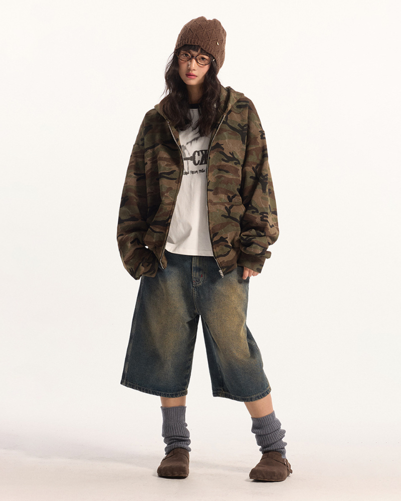 Street Style Couple's Camouflage Hoodie Jacket
