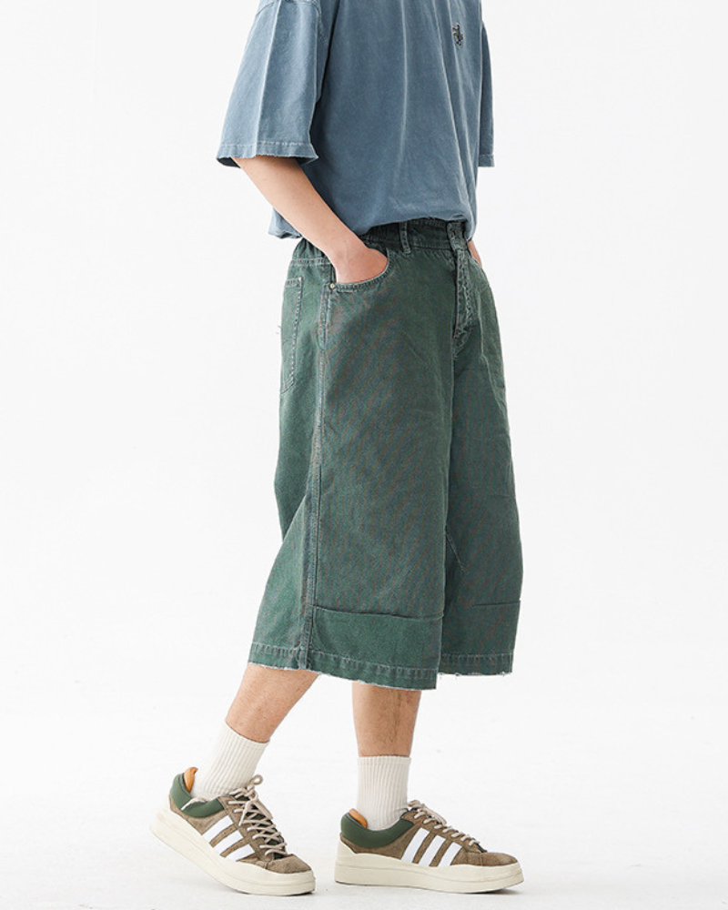 Street Unisex Denim-Look Shorts | Baggy Jorts