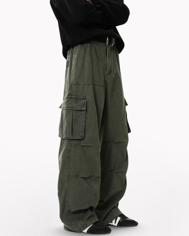 Street American Multi-pocket Washed Cargo Pants