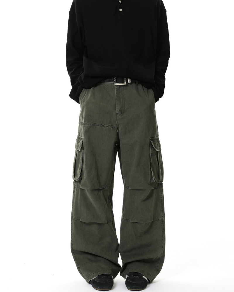 Street American Multi-pocket Washed Cargo Pants
