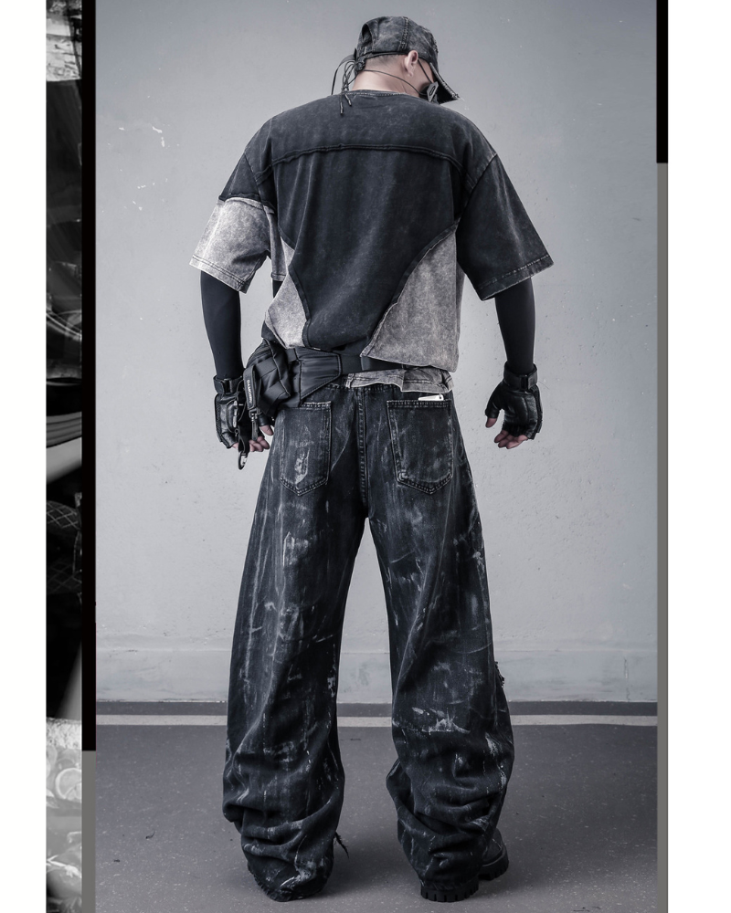 Street Wasteland-style Distressed Patchwork T-Shirt