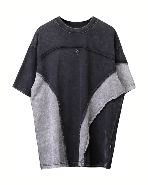 Street Wasteland-style Distressed Patchwork T-Shirt