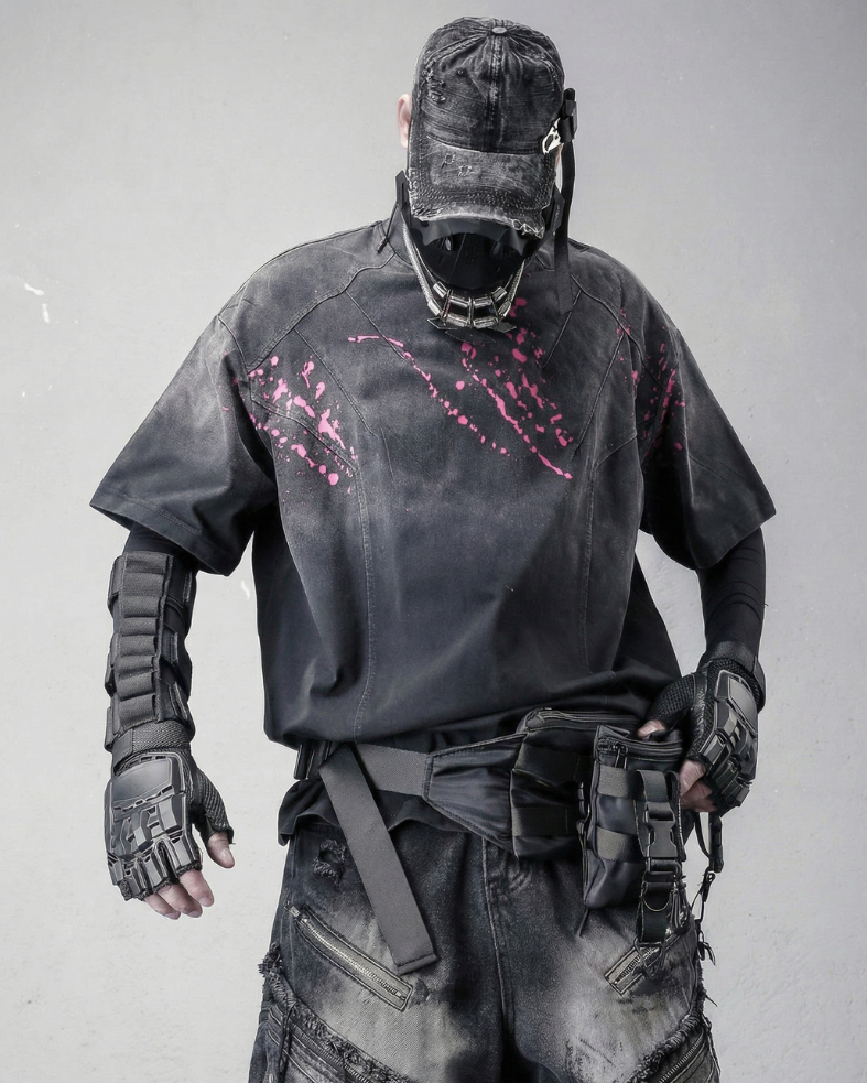 Streetwear Heavyweight Washed Cotton Splatter T-Shirt