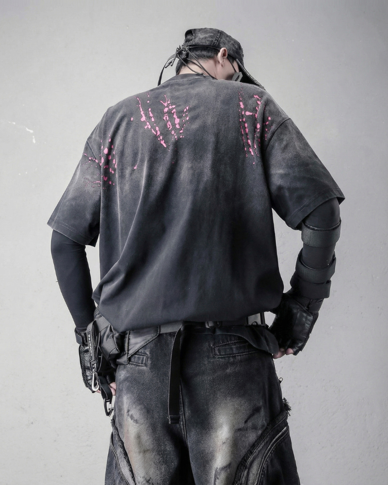 Streetwear Heavyweight Washed Cotton Splatter T-Shirt