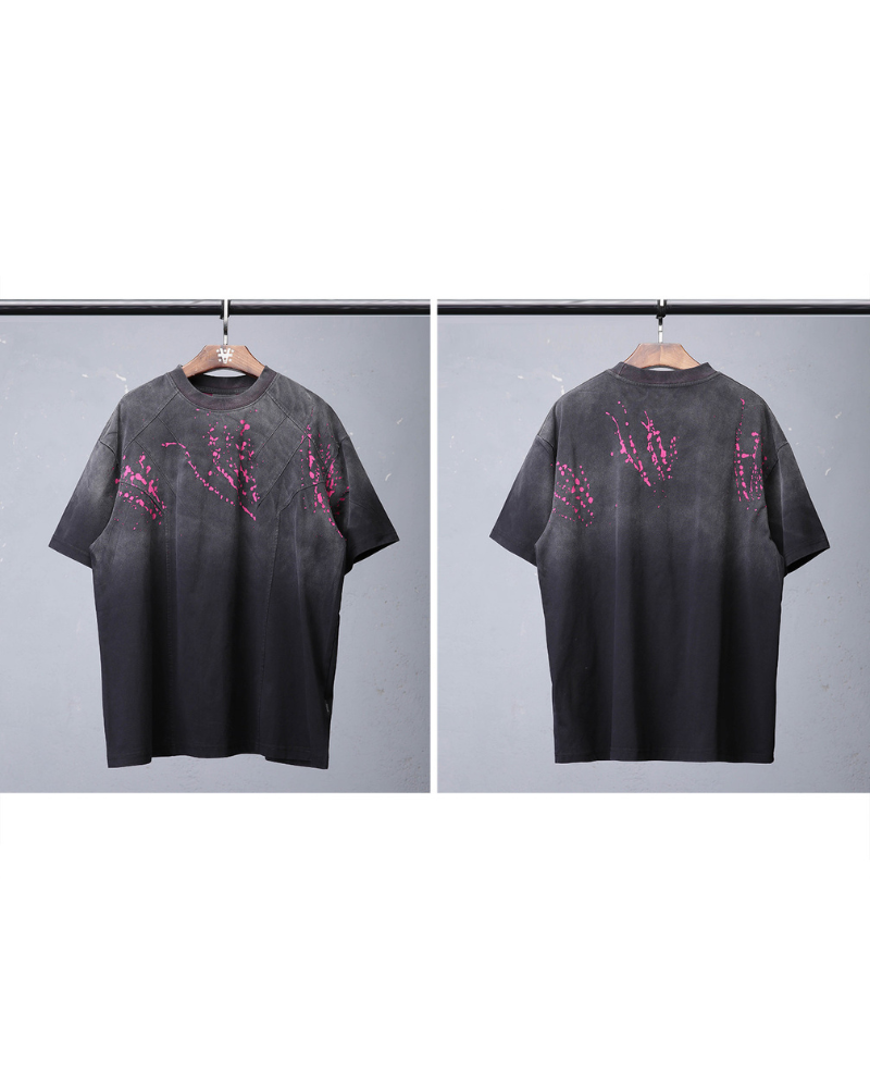 Streetwear Heavyweight Washed Cotton Splatter T-Shirt