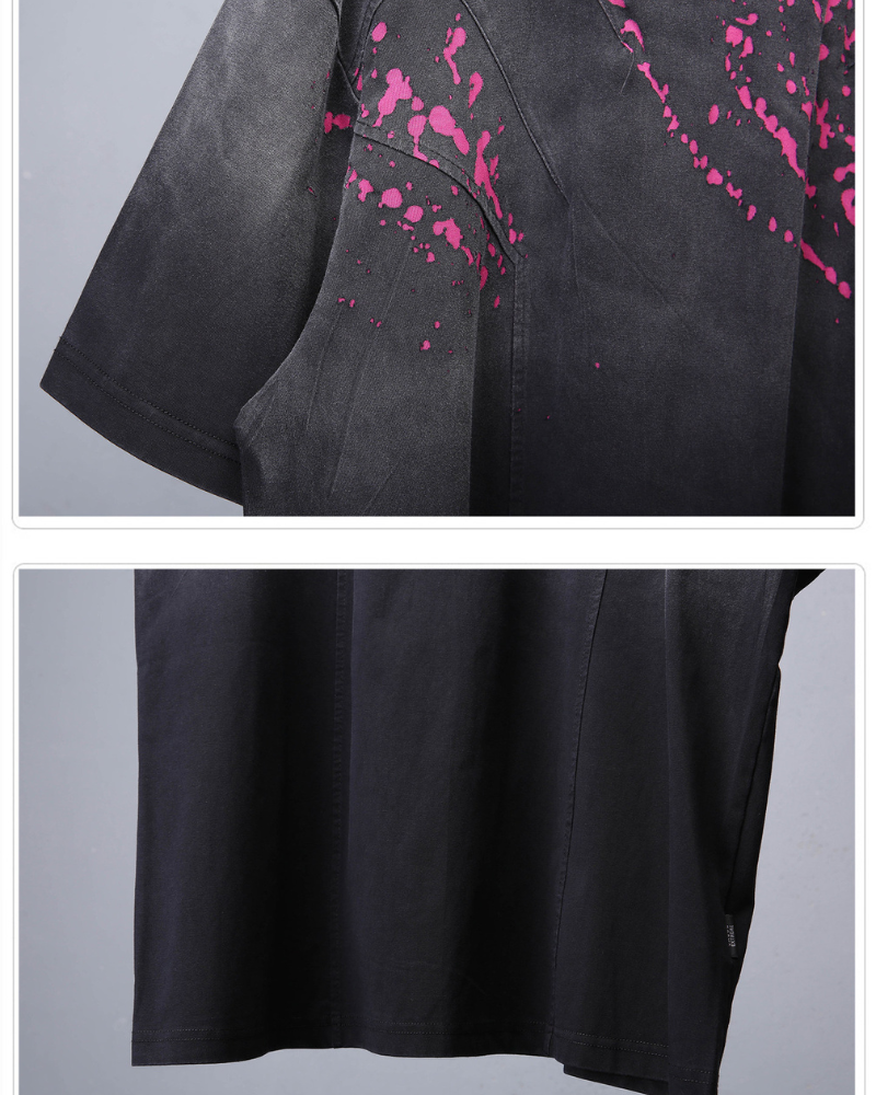 Streetwear Heavyweight Washed Cotton Splatter T-Shirt