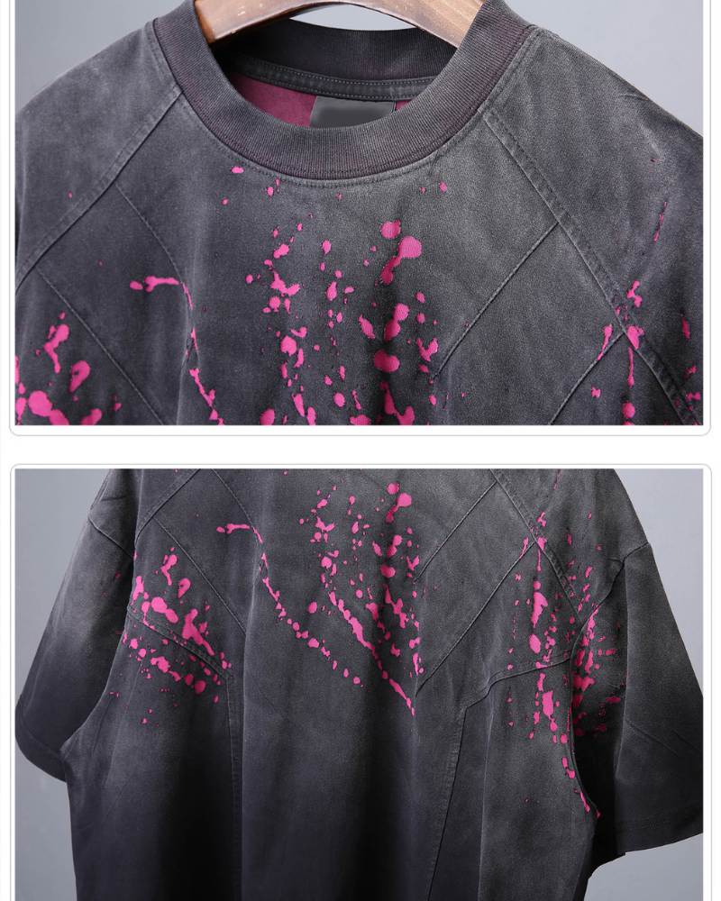 Streetwear Heavyweight Washed Cotton Splatter T-Shirt