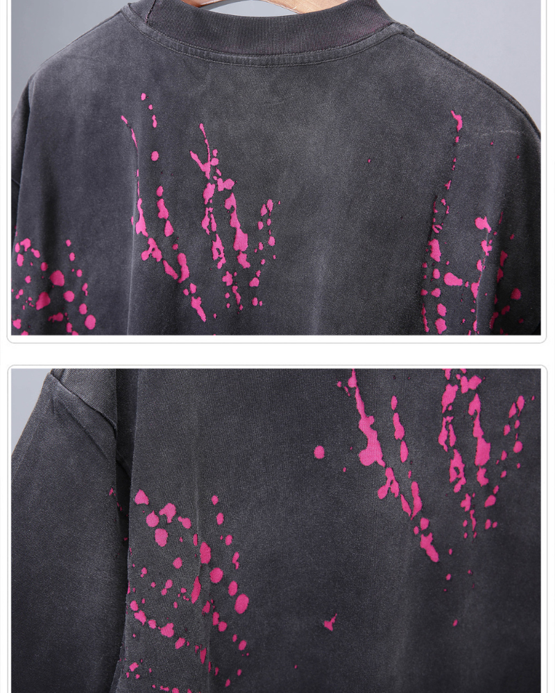 Streetwear Heavyweight Washed Cotton Splatter T-Shirt
