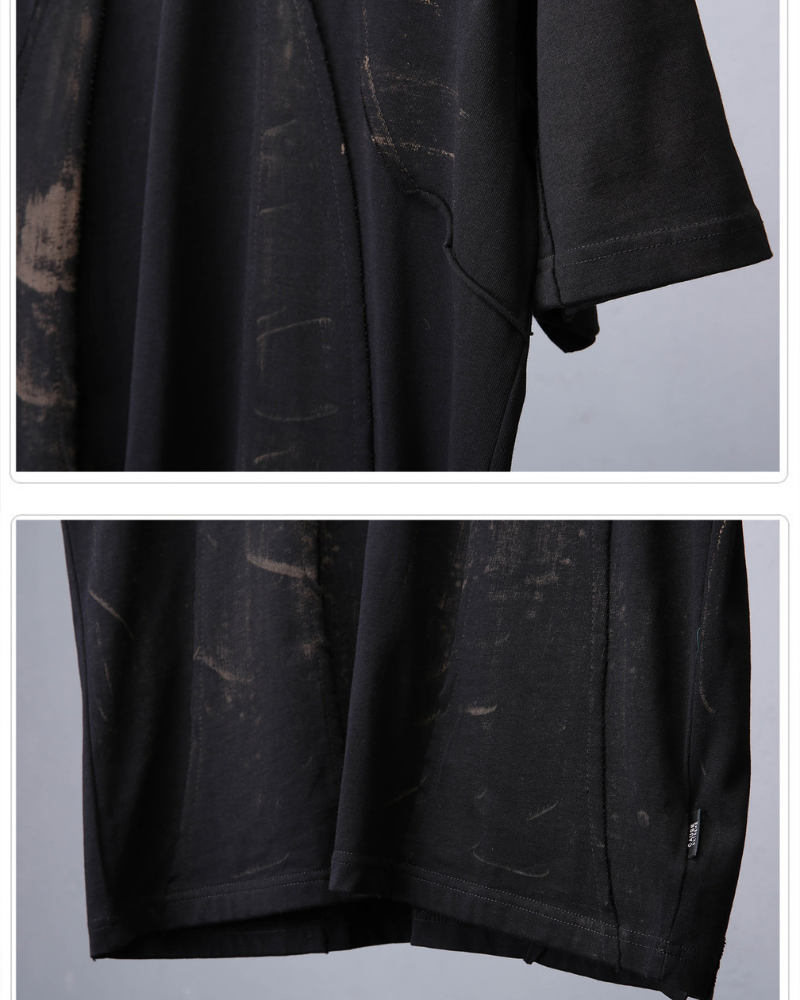 Streetwear Distressed Asymmetrical Cotton T-Shirt
