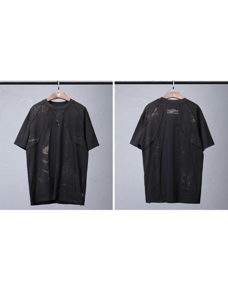 Streetwear Distressed Asymmetrical Cotton T-Shirt