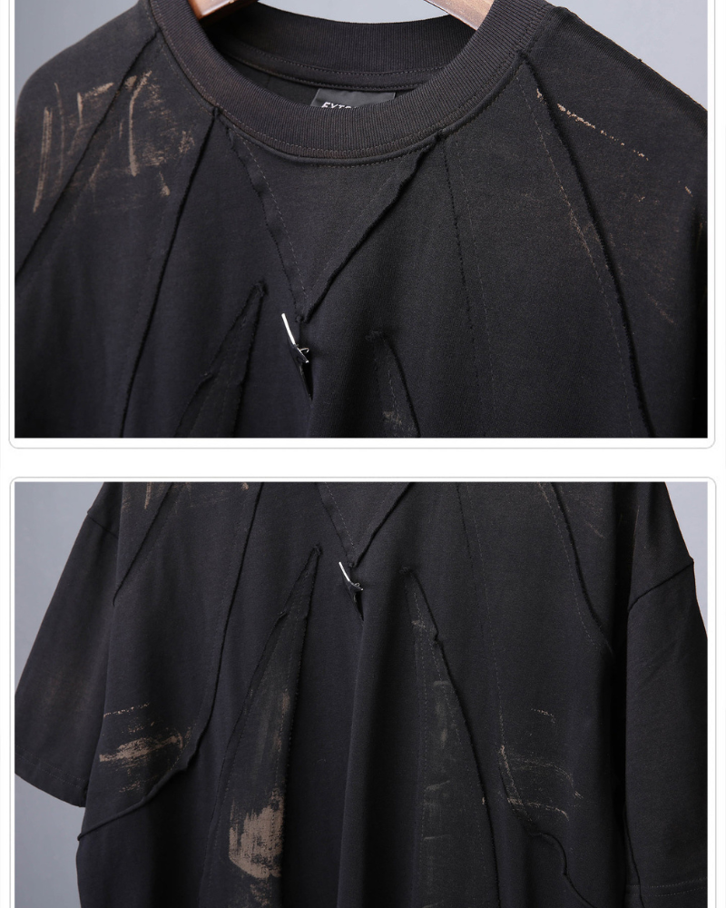 Streetwear Distressed Asymmetrical Cotton T-Shirt