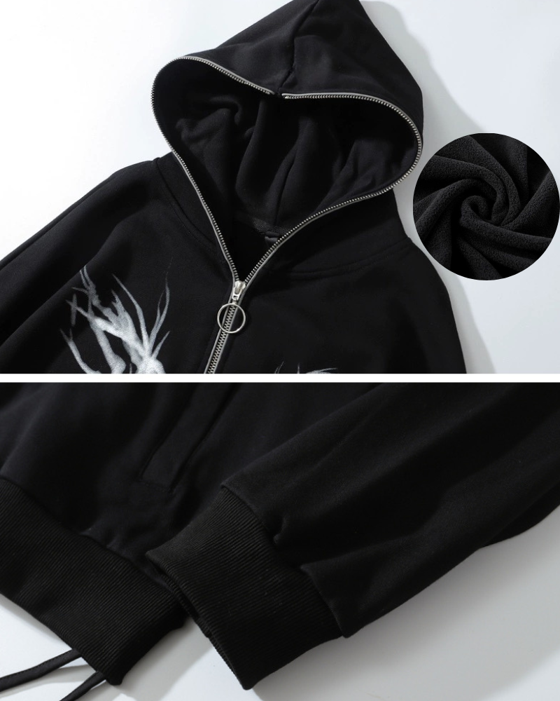 Streetwear Full Zip Thick Hoodie Jacket