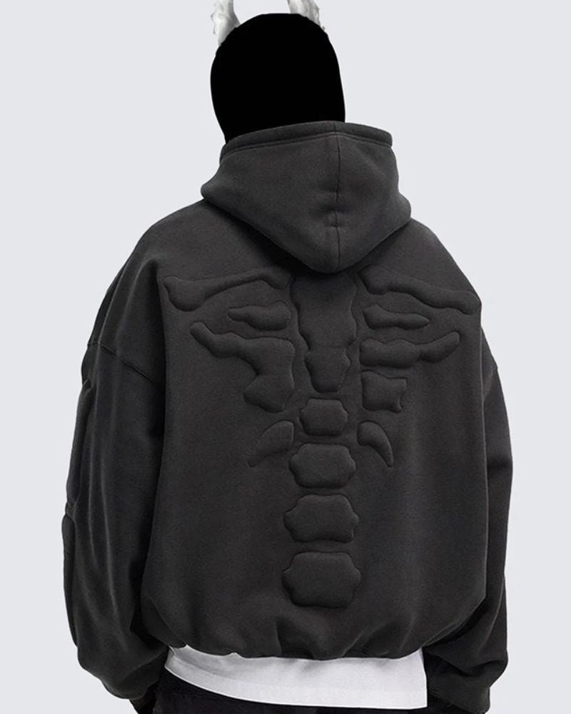 Street 3D Bone Print Thick Hoodie