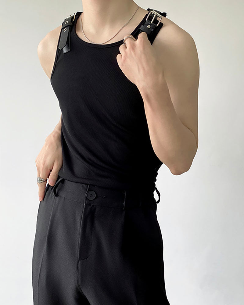 Techwear Sleeveless Strap T-Shirt | Muscle Shirt
