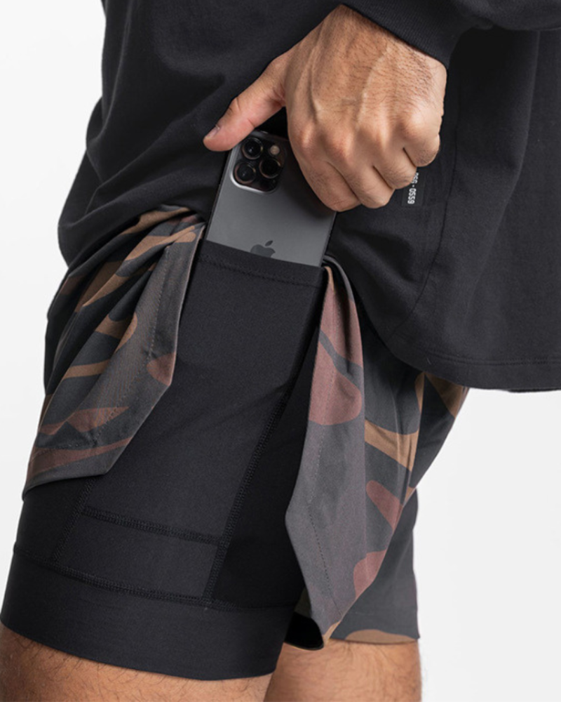 Techwear Double-Layer Mens Workout Shorts