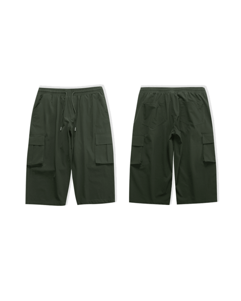Techwear Men's Summer Ice Silk Cargo Capri Shorts