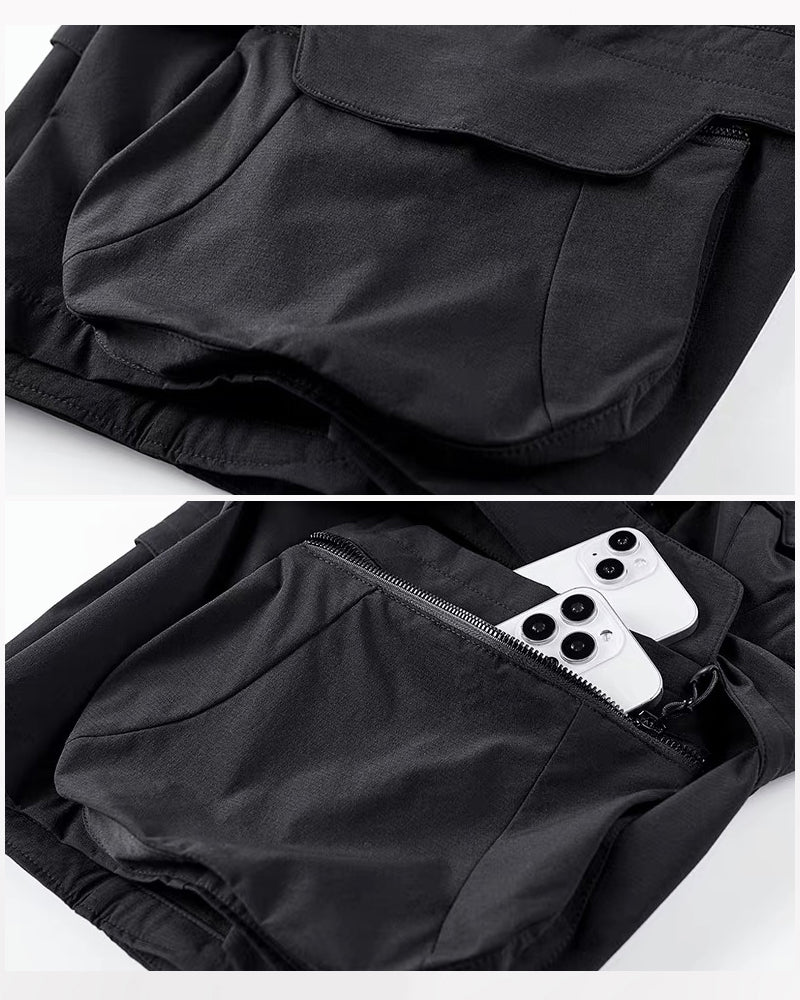 Techwear Pockets Patchwork Cargo Shorts