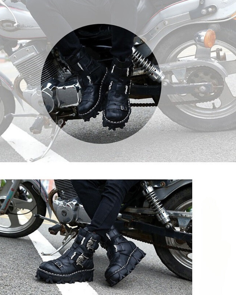 Techwear Punk Skull Unisex Motorcycle Riding Boots