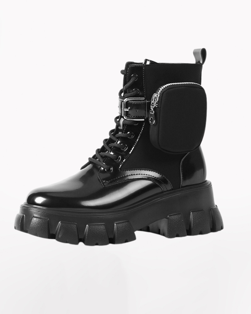 Techwear Side Pockets Leather Boots