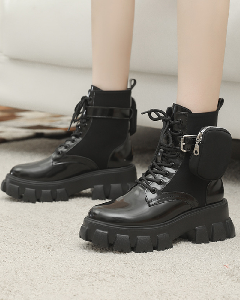 Techwear Side Pockets Leather Boots