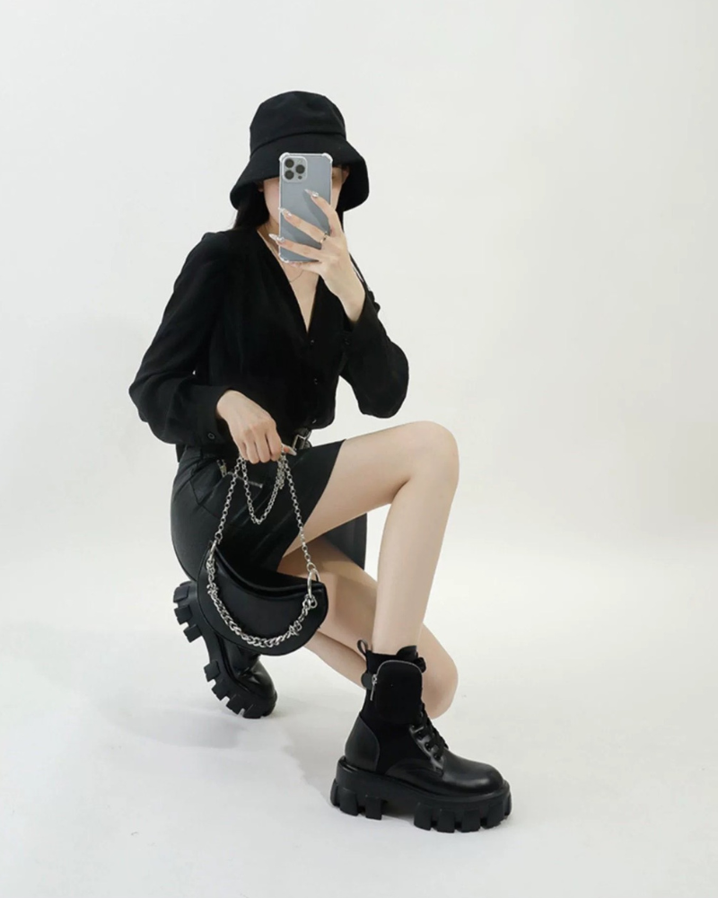 Techwear Side Pockets Leather Boots