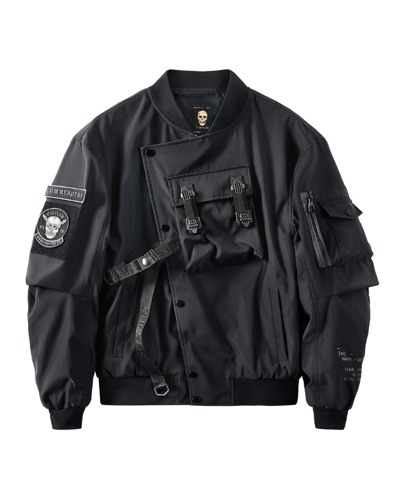 Techwear Skull Black Bomber Cyberpunk Jacket