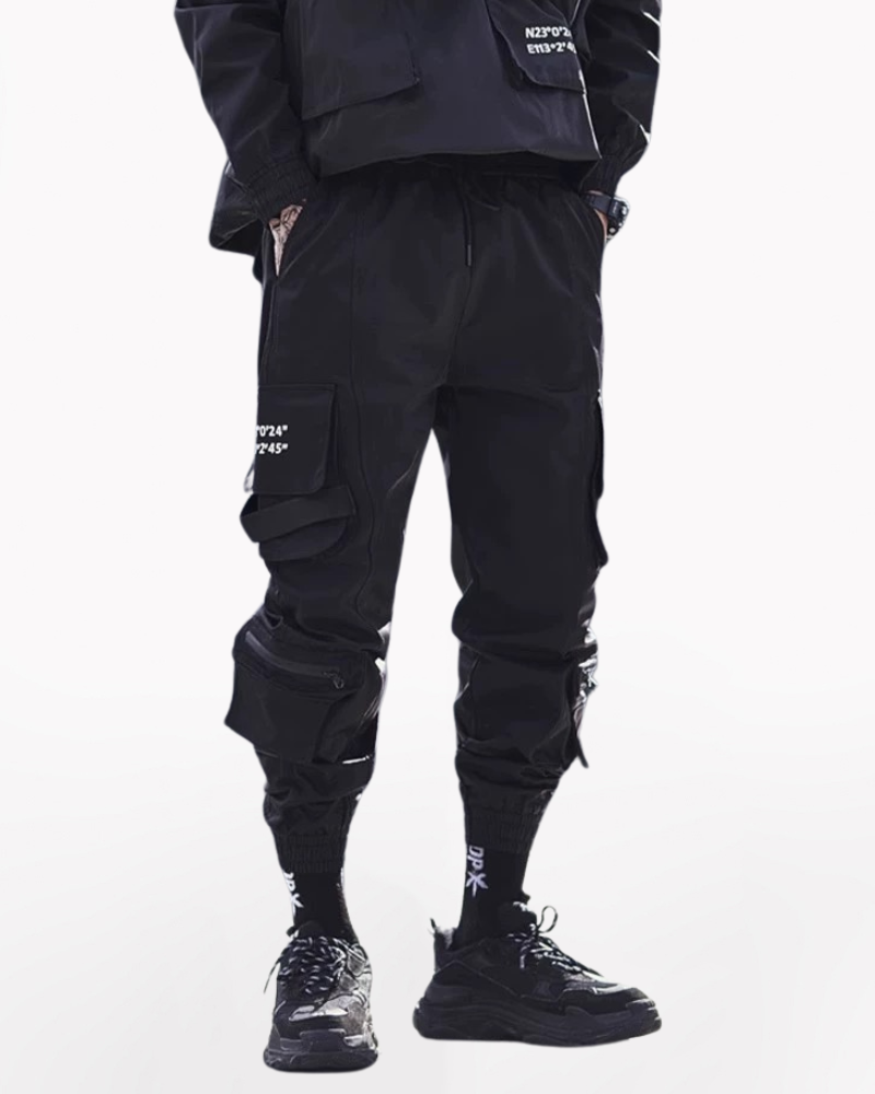 Techwear Slim Black Cargo Pants