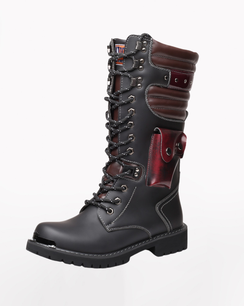 Techwear Unisex Motorcycle Black Knee High Boots