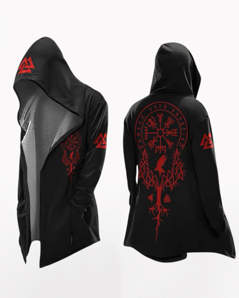 Viking Art Cosplay Vintage Totem Hooded Jacket