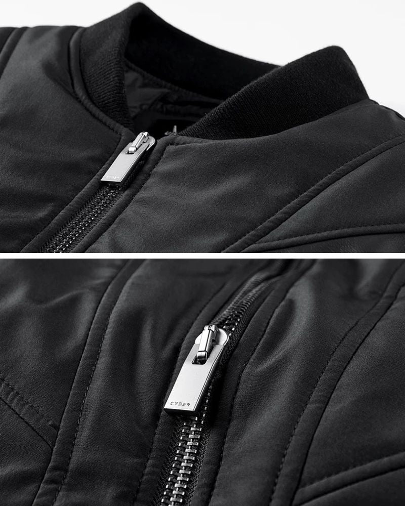 Techwear PU Patchwork Warm Bomber Jacket